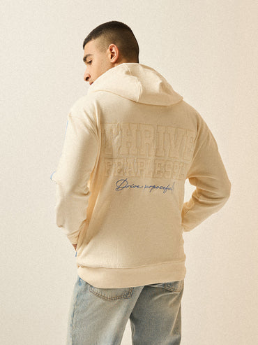 Men's Pure Cotton Hooded Sweatshirt with Contrast Stripes SWE-THRIVE-BG