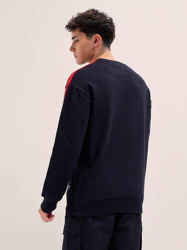 Men's Self Design Crew Neck Sweatshirt SWE-TROJO-BK