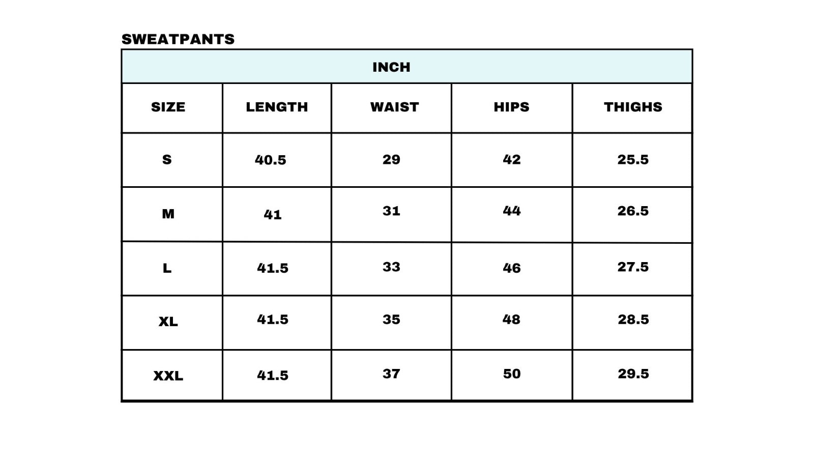 Size Chart for Melange Grey Everyday Sweatpants