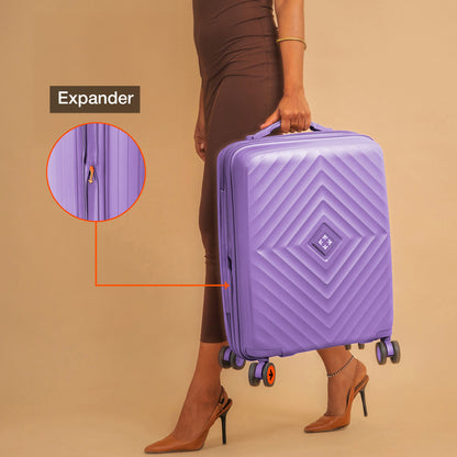 Nasher Miles Antwerp Hard-Sided Polypropylene Cabin Luggage 20 inch | 55cm TSA Lock 8 Wheels & Expander Small Trolley Bag for Travel | Suitcase (Pastel Purple)