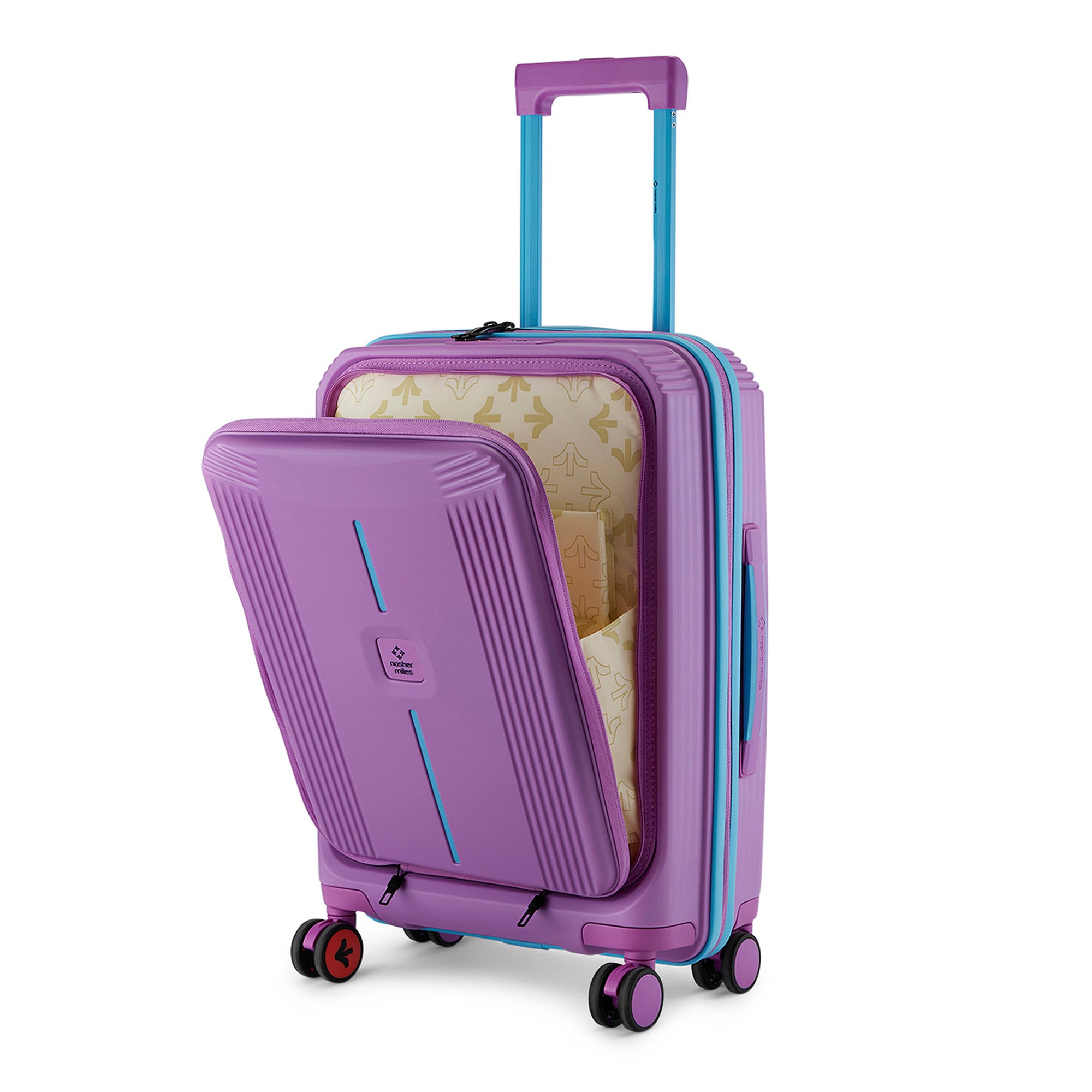 Nasher Miles Alexandria Hard-Sided Polypropylene TSA Lock Cabin Luggage with Laptop Compartment 20 inch | 55cm | 8 Wheels Small Trolley Bag for Travel | Suitcase (Purple Blue) | Nasher Miles at Broadway