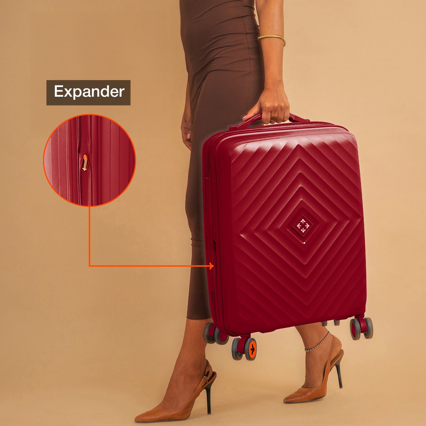 Nasher Miles Antwerp Hard-Sided Polypropylene Cabin Luggage 20 inch | 55cm TSA Lock 8 Wheels & Expander Small Trolley Bag for Travel | Suitcase (Maroon)