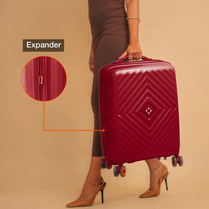 Nasher Miles Antwerp Hard-Sided Polypropylene Cabin Luggage 20 inch | 55cm TSA Lock 8 Wheels & Expander Small Trolley Bag for Travel | Suitcase (Maroon)