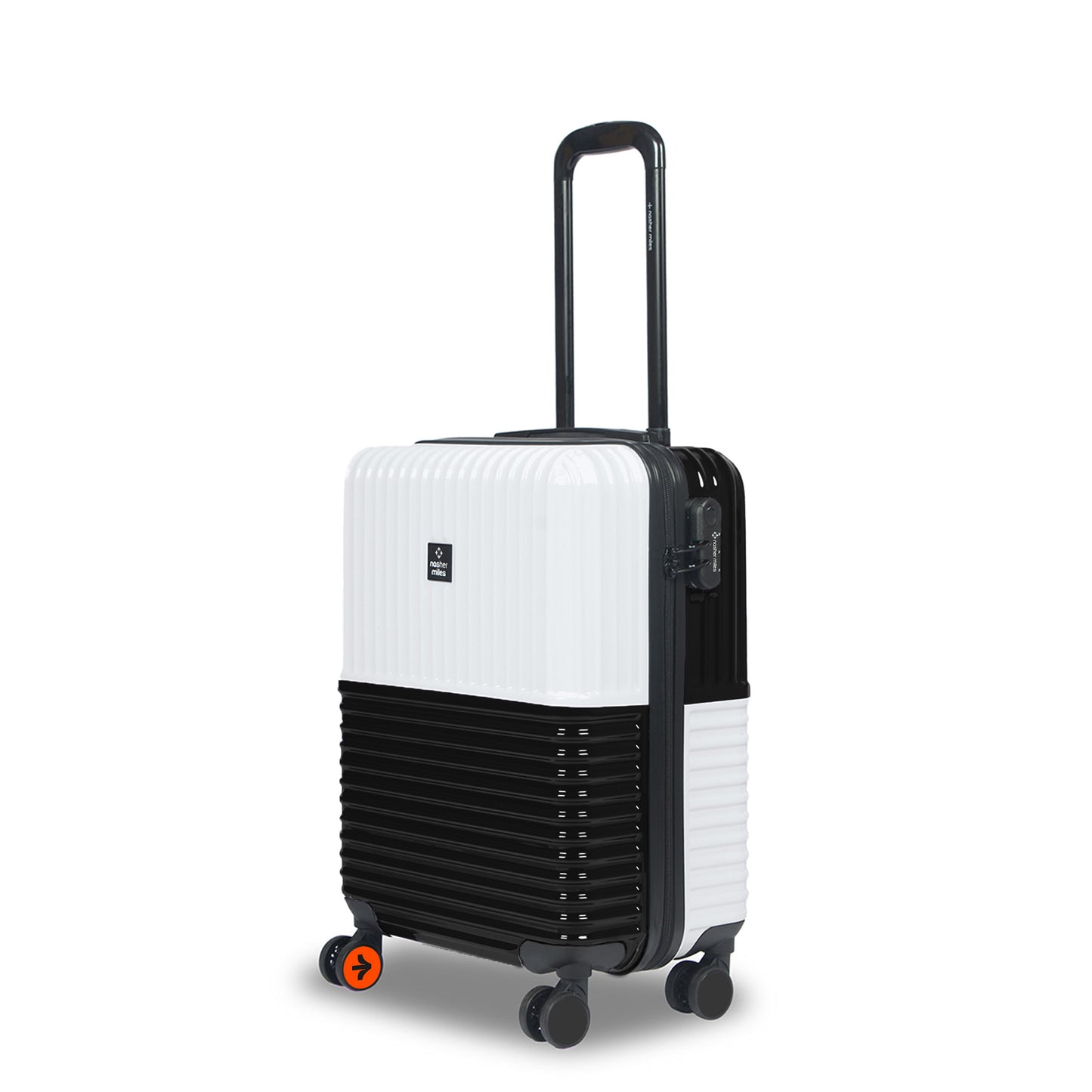Nasher Miles Istanbul Hard-Sided ABS and PC Cabin Luggage 20 inch | 55cm | 8 Wheels Small Trolley Bag for Travel | Suitcase (Black White)
