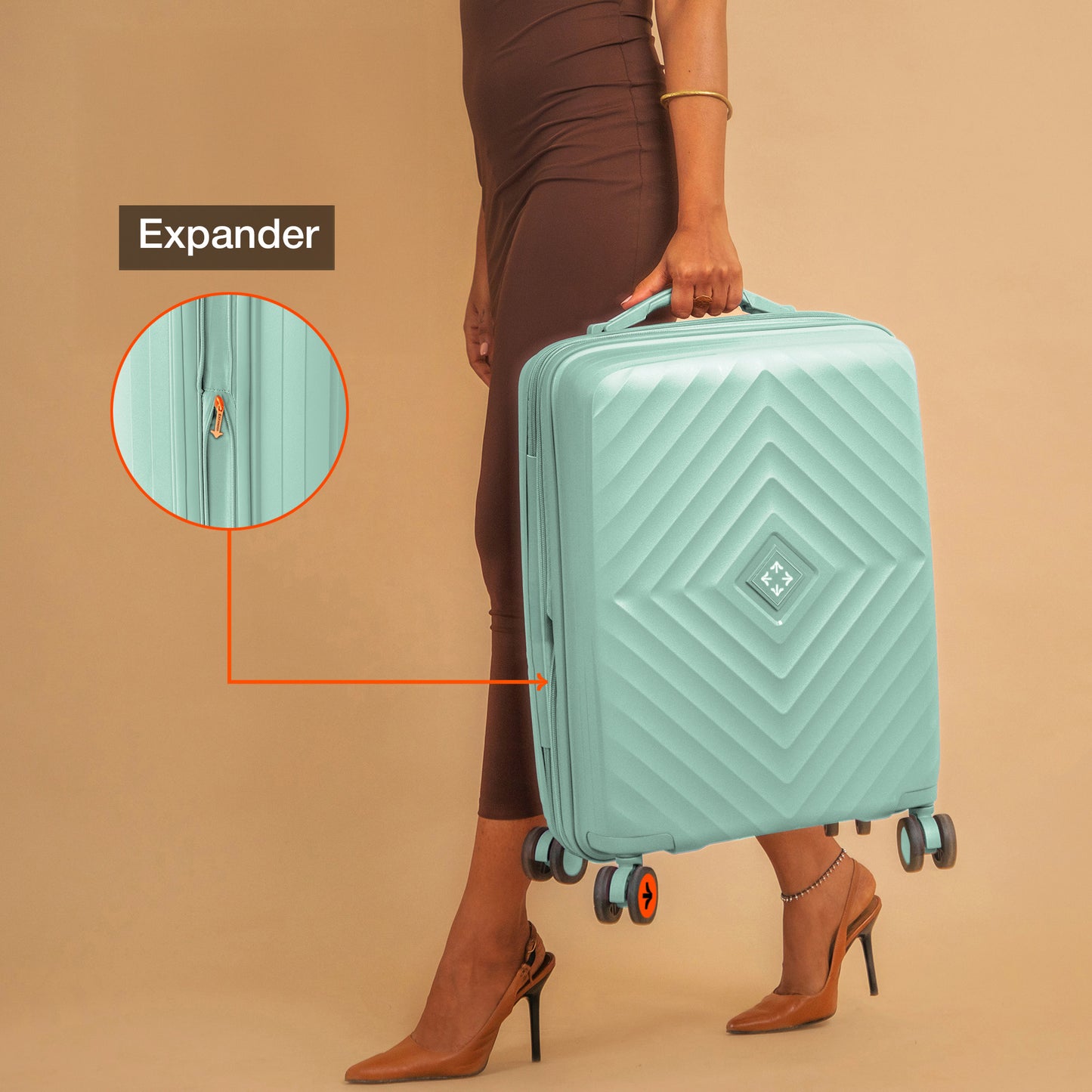 Nasher Miles Antwerp Hard-Sided Polypropylene Cabin Luggage 20 inch | 55cm TSA Lock 8 Wheels & Expander Small Trolley Bag for Travel | Suitcase (Pastel Green)