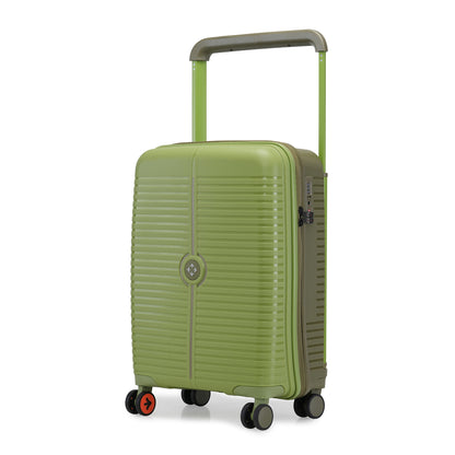 Nasher Miles Dubai TSA Lock Hard-Sided Polypropylene Cabin Luggage 20 inch | 55cm | 8 Wheels Small Trolley Bag for Travel | Suitcase (Green Brown)
