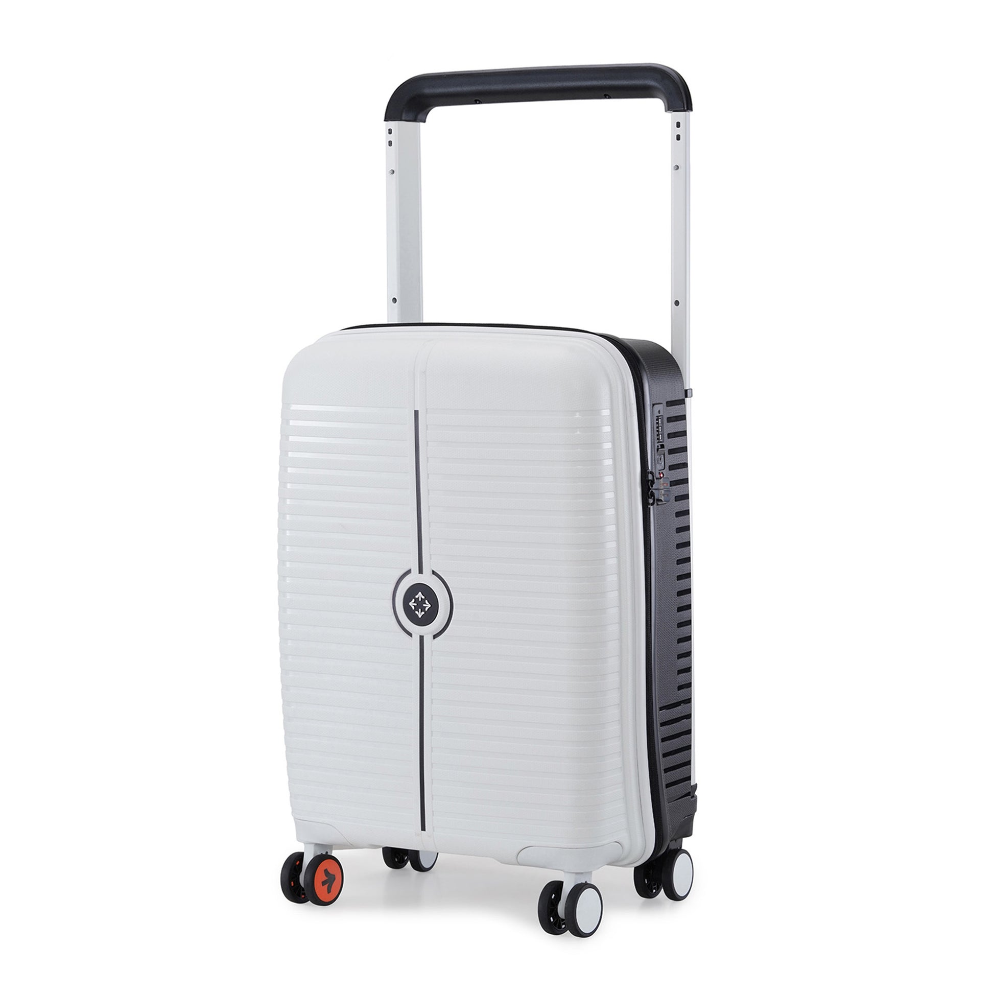 Nasher Miles Dubai TSA Lock Hard-Sided Polypropylene Cabin Luggage 20 inch | 55cm | 8 Wheels Small Trolley Bag for Travel | Suitcase (White Black) | Nasher Miles at Broadway