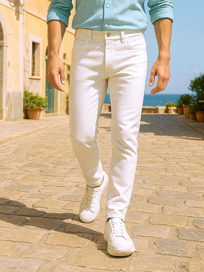 White Solid Jeans