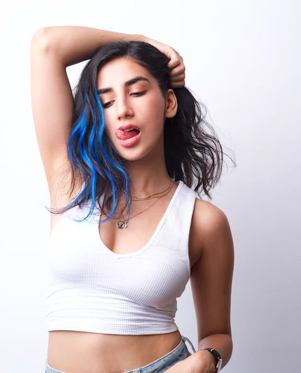 Electric Blue Hair Strand #Strandout- Coloured clip-In Hair | Nish Hair at Broadway