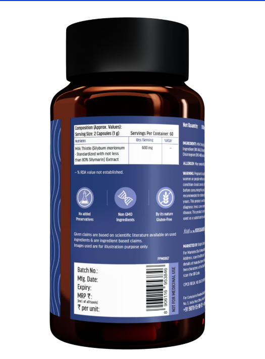 hk vitals Milk Thistle Extract (120 Capsules) | Liver Support Supplement | Silybum Marianum Liver Detox for Men and Women | HK Vitals at Broadway