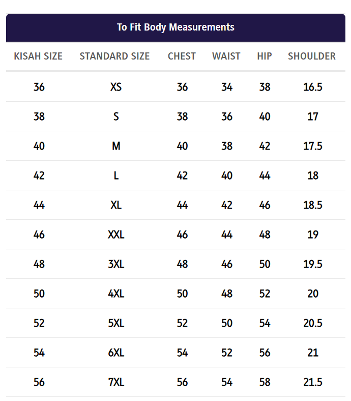 Size Chart for Cream Pink Floral Printed Kurta