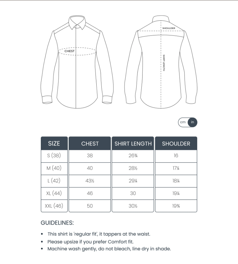 Size Chart for Sunny Side Up Embroidery Stripes Shirt