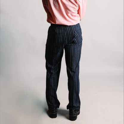 Summer Striped Pants - Navy Blue