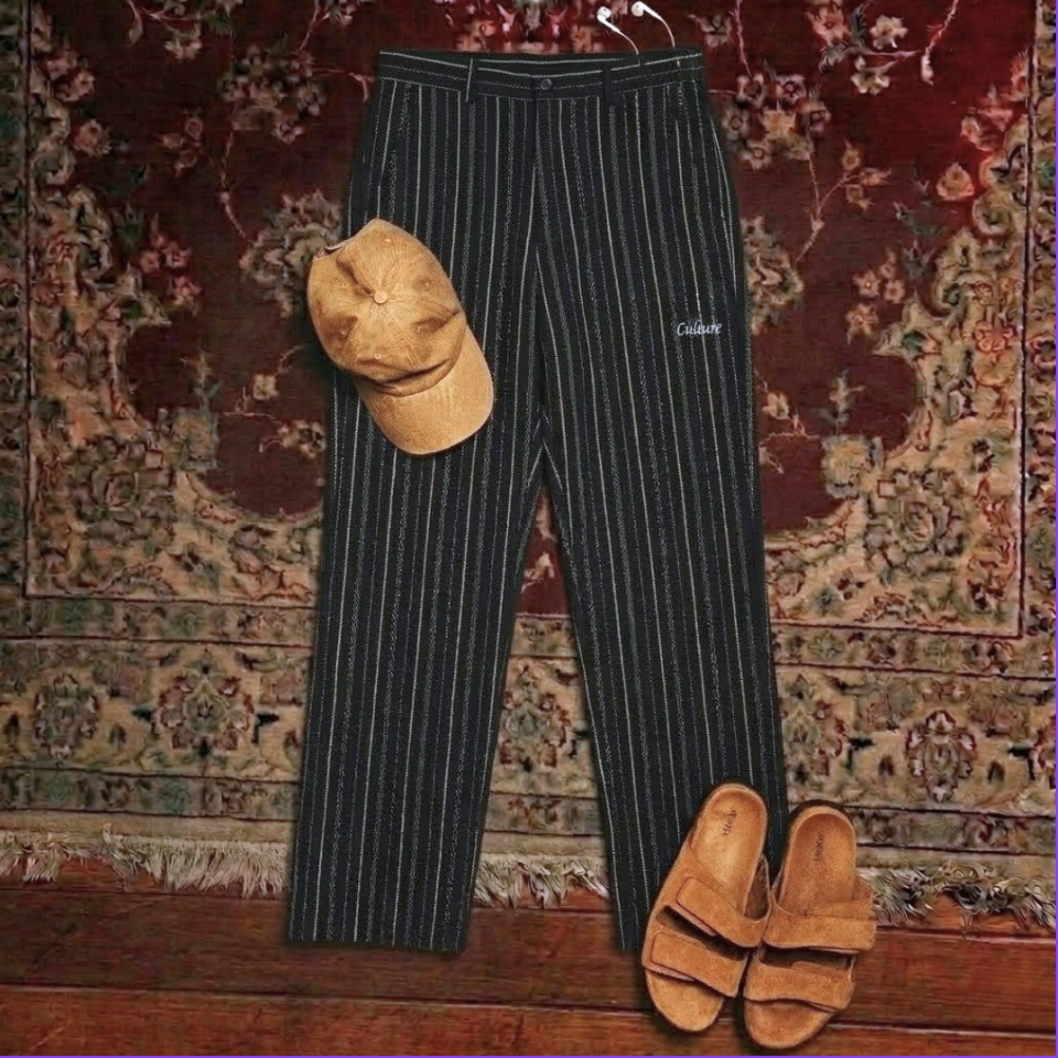 Summer Striped Pants - Navy Blue