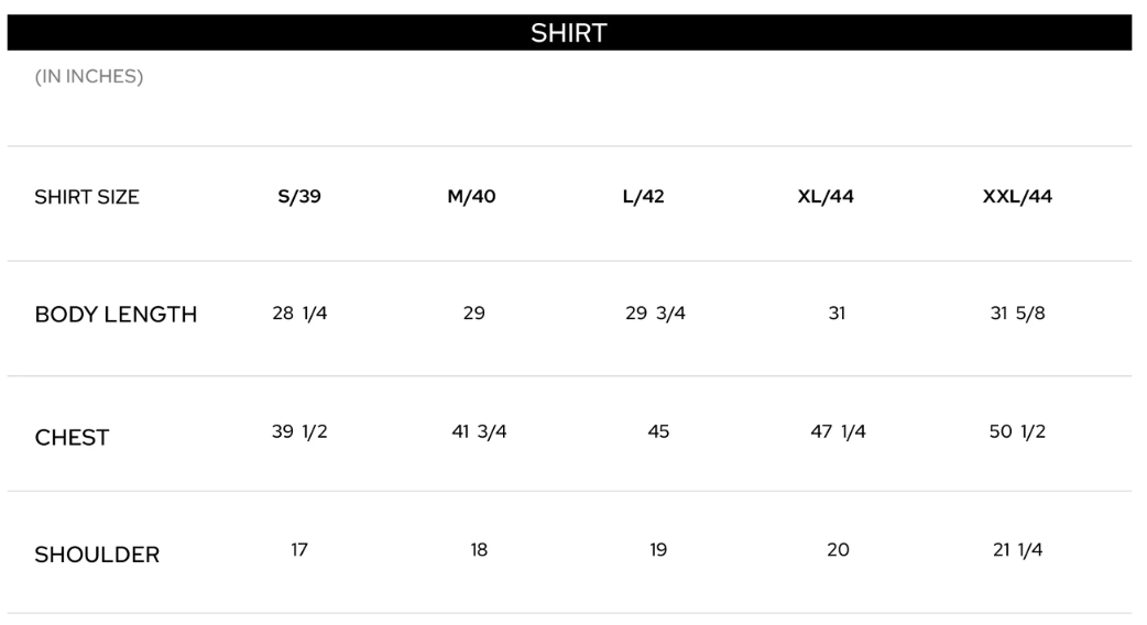 Size Chart for Bare Brown Mandarin Collar Cotton Linen Shirt, Slim Fit with Half Sleeves - Beige