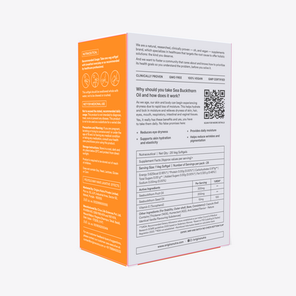 Origins Nutra Sea Buckthorn Oil |Reduce Wrinkles & Pigmentation, Supports Skin Hydration & Elasticity | Sea Buckthorn Oil | GMP Certified | For Men & Women | 28 Capsules.
