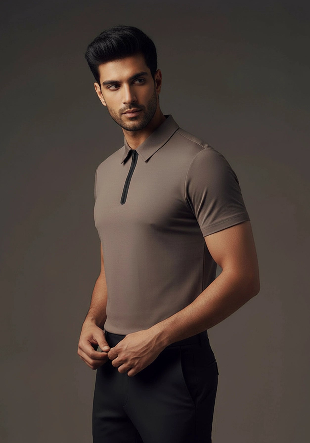 The Monarch Liquid Zipper Polo Slate