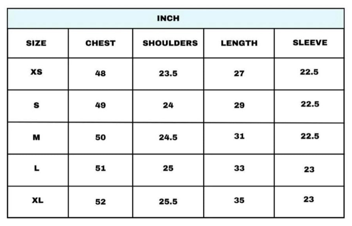 Size Chart for CHAPTER 2 - Matcha Mist Linen Shirt