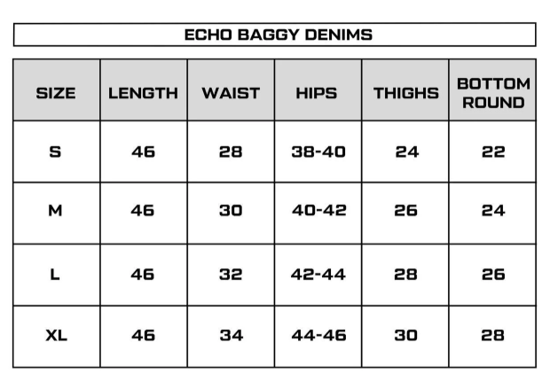 Size Chart for Chapter 2 | DARK WASH BLACK DENIM