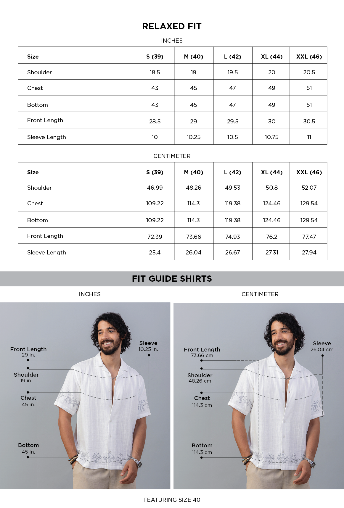 Mykonos 100% Cotton White Printed T-Shirt - fit chart