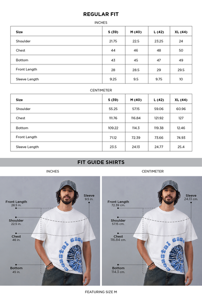 Coastbound White Oversized Cotton Graphic Tee - size chart