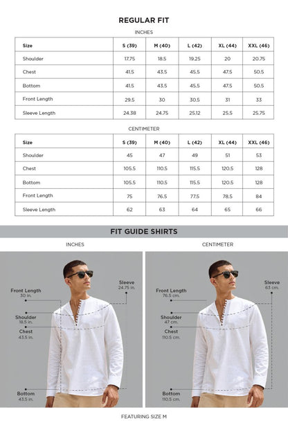 ARC White 100% Cotton Short Kurta