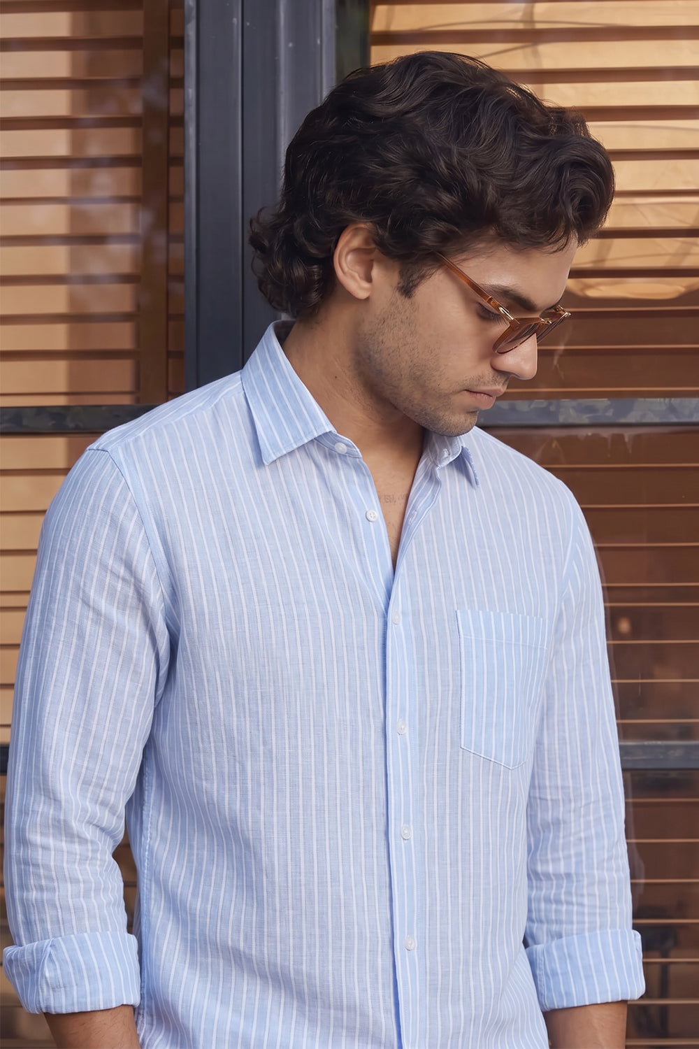 Airy Stripe Linen Cotton Blend Shirt