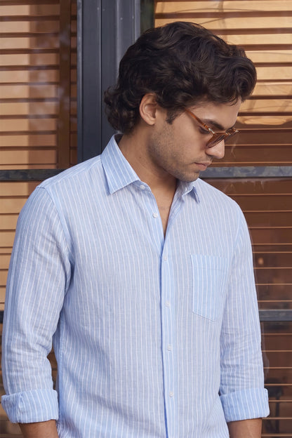 Airy Stripe Linen Cotton Blend Shirt