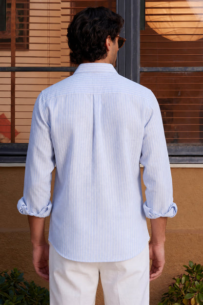 Airy Stripe Linen Cotton Blend Shirt
