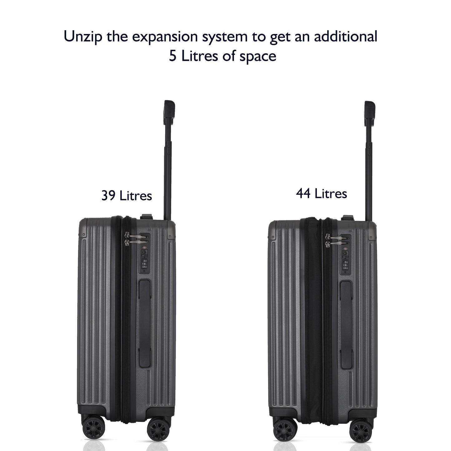 Carriall Meta Luggage Polycarbonate (PC) Hard Sided 20 inch / 55 cm Cabin Size Expandable Trolley Bag (Grey)