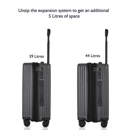 Carriall Meta Luggage Polycarbonate (PC) Hard Sided 20 inch / 55 cm Cabin Size Expandable Trolley Bag (Grey)