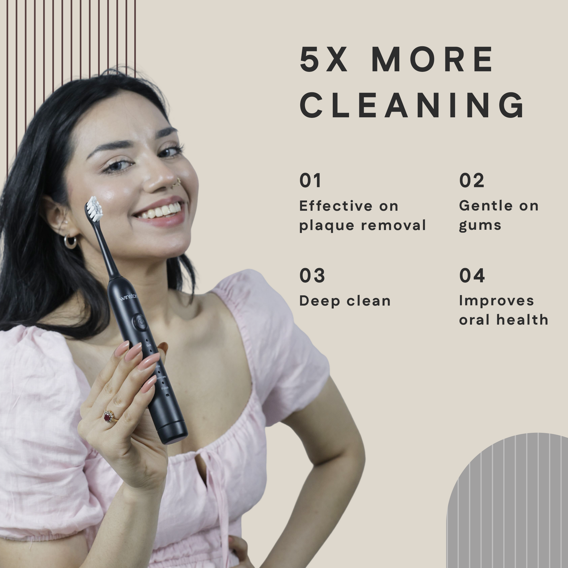 Sonic Electric Toothbrush | Rechargeable, 5 Cleaning Modes, IPX8 Waterproof | Winston at Broadway