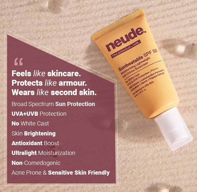 Sunbeatable SPF50+ Lightweight Gel Crème Sunscreen - Oily & Acne Prone Skin - Neude Skin