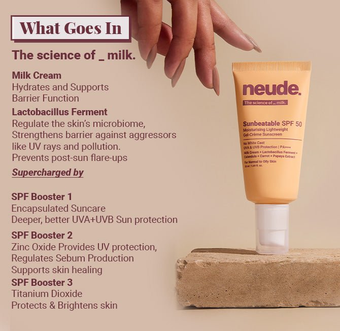Sunbeatable SPF50+ Lightweight Gel Crème Sunscreen - Oily & Acne Prone Skin - Neude Skin