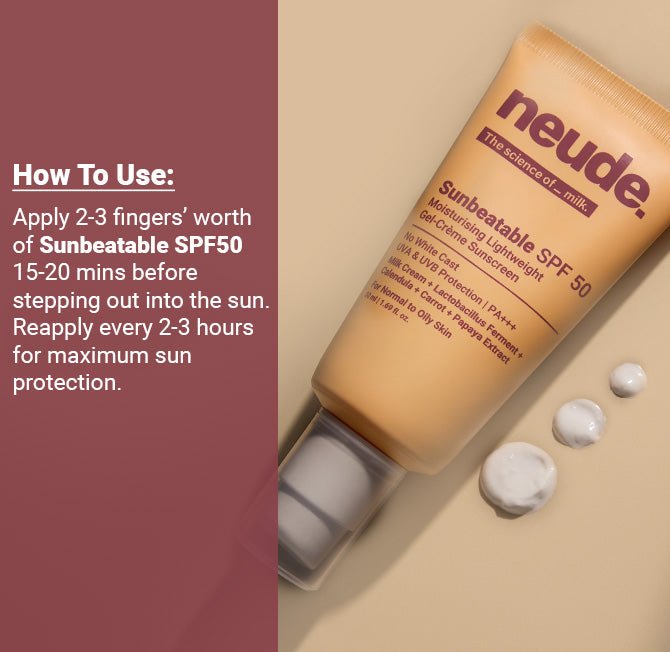 Sunbeatable SPF50+ Lightweight Gel Crème Sunscreen - Oily & Acne Prone Skin - Neude Skin