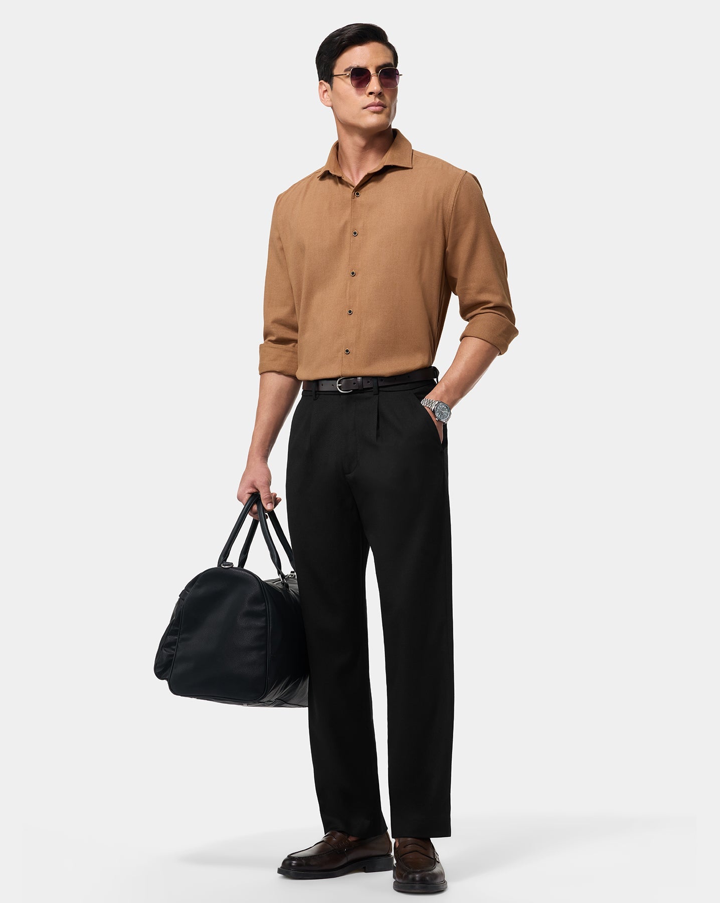 The Relaxed Textured Runway Pant Black