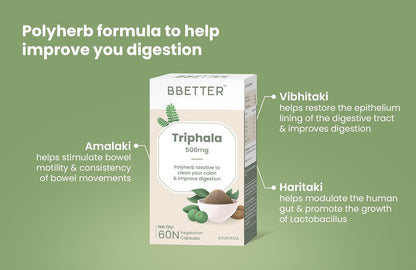 BBETTER Triphala - Polyherb Laxative to Improve Gut Health & Support Bowel Wellness | Bbetter at Broadway