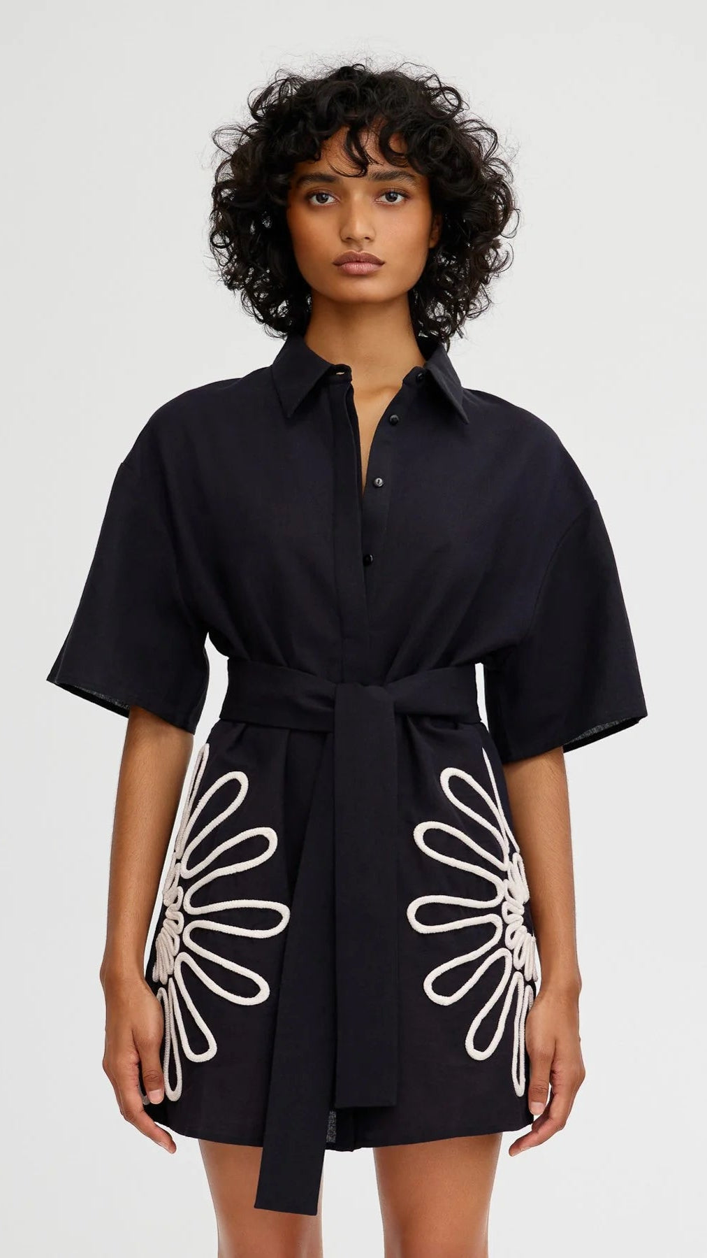 TARA EMBROIDERED SHIRT DRESS | De Novoo at Broadway