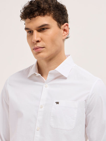 Men's Pure Cotton Solid Casual Shirt TBH-AIRCO-WH