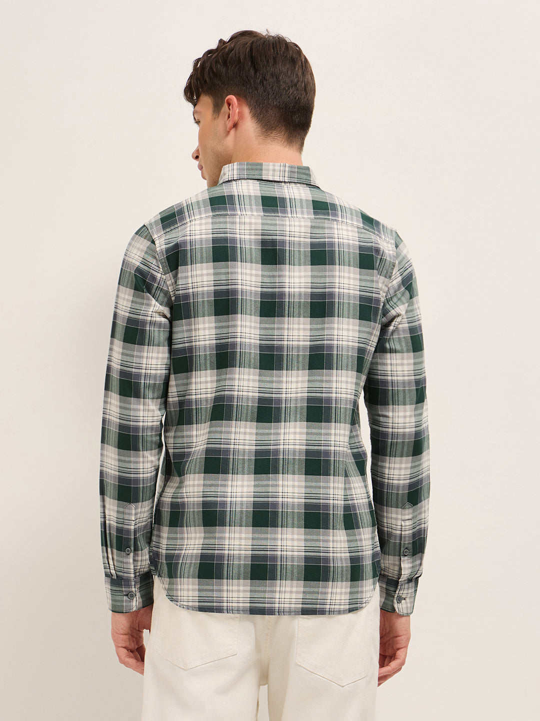 Men Slim Fit Cotton Checked Casual Shirt TBH-AREND-GR