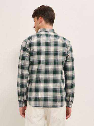 Men Slim Fit Cotton Checked Casual Shirt TBH-AREND-GR