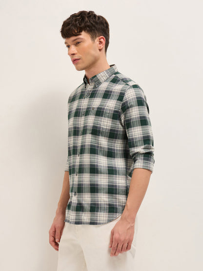 Men Slim Fit Cotton Checked Casual Shirt TBH-AREND-GR