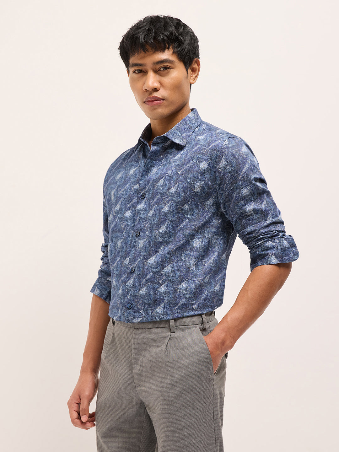 Men Pure Cotton Printed Tailored Fit Formal Shirt TBH-BAKUZ-BL