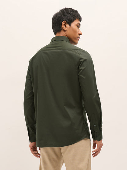 Men's Tailored Fit Solid Polyester Blend Formal Shirt TBH-BATES-GR