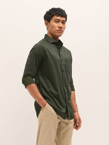 Men's Tailored Fit Solid Polyester Blend Formal Shirt TBH-BATES-GR