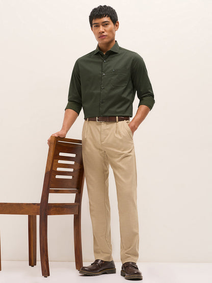 Men's Tailored Fit Solid Polyester Blend Formal Shirt TBH-BATES-GR