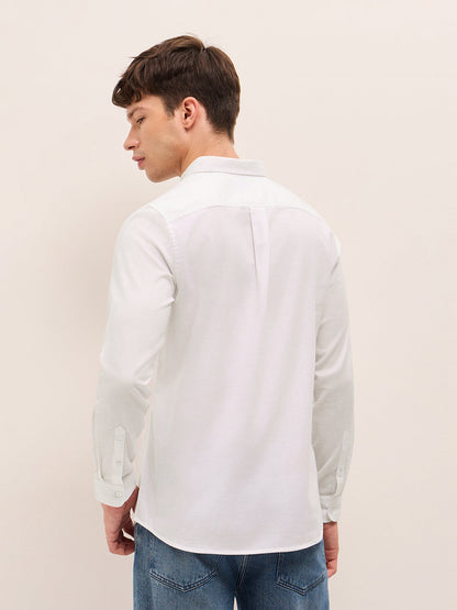 Men Solid Cotton Linen Slim Fit Casual Shirt TBH-BRILO-WH