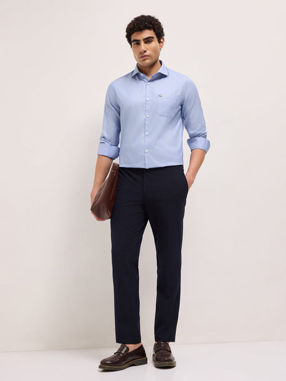 Men Herringbone Woven Tailored Fit Formal Shirt TBH-CHELO-BL