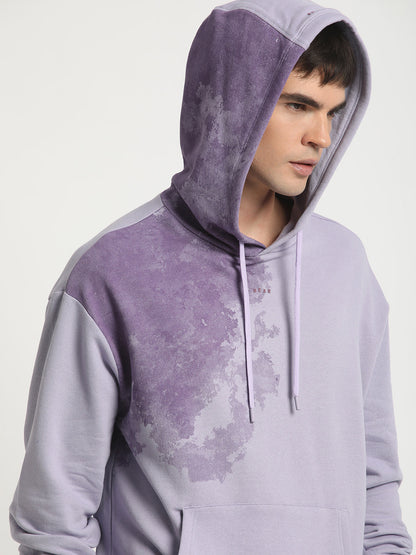 Men Purple Printed Regular Fit Hoodies TBH-COCOON-PL