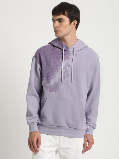 Men Purple Printed Regular Fit Hoodies TBH-COCOON-PL